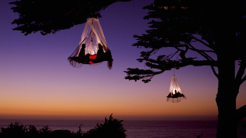 Hanging Hammocks at Dusk