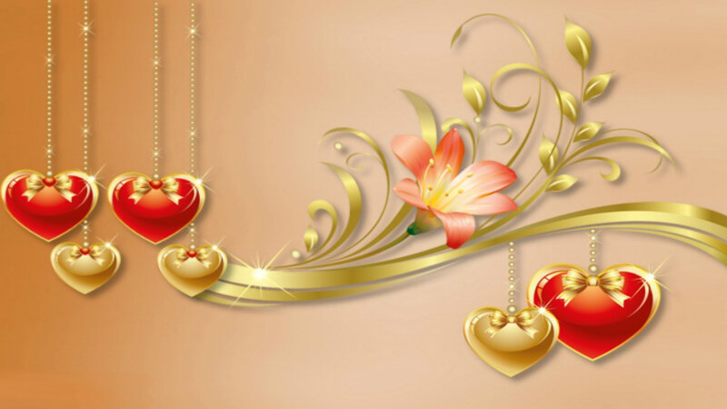 Hanging Heart Ornaments — Gold