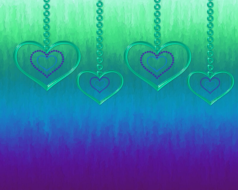 Hanging Heart Ornaments — Green