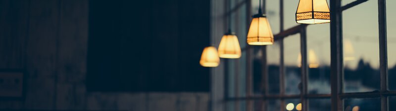 Hanging Lamps in Window — Yellow, Calm