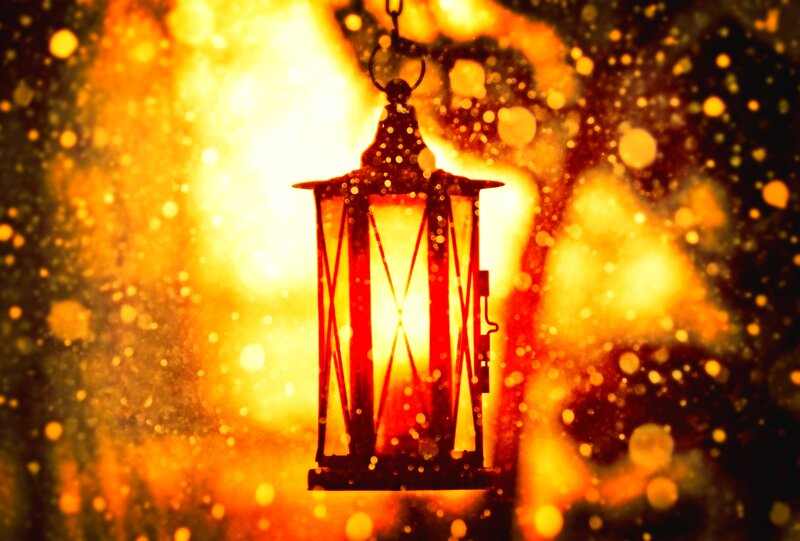 Hanging Lantern at Night — Orange