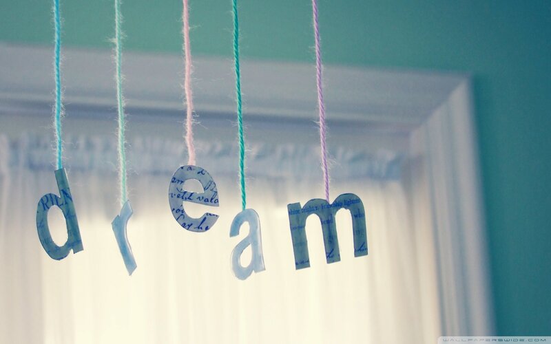 Hanging Letters Spelling Dream — Blue, Calm, Photograph, String