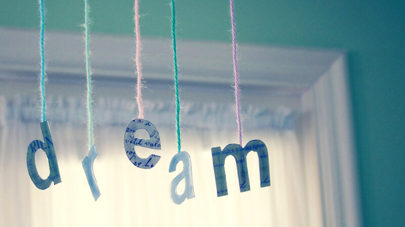 Hanging Letters Spelling Dream — Blue