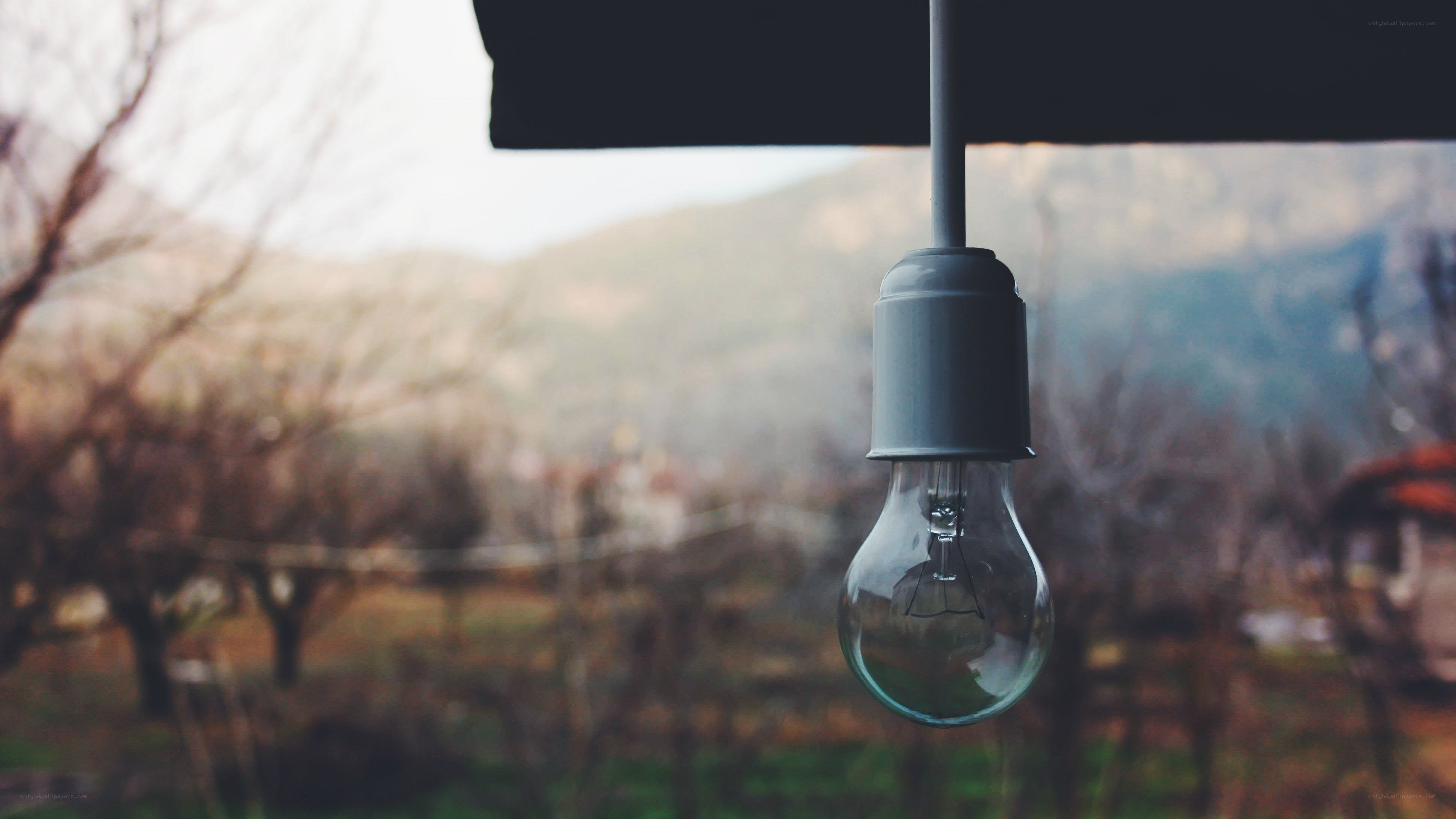 hanging light bulb outdoors