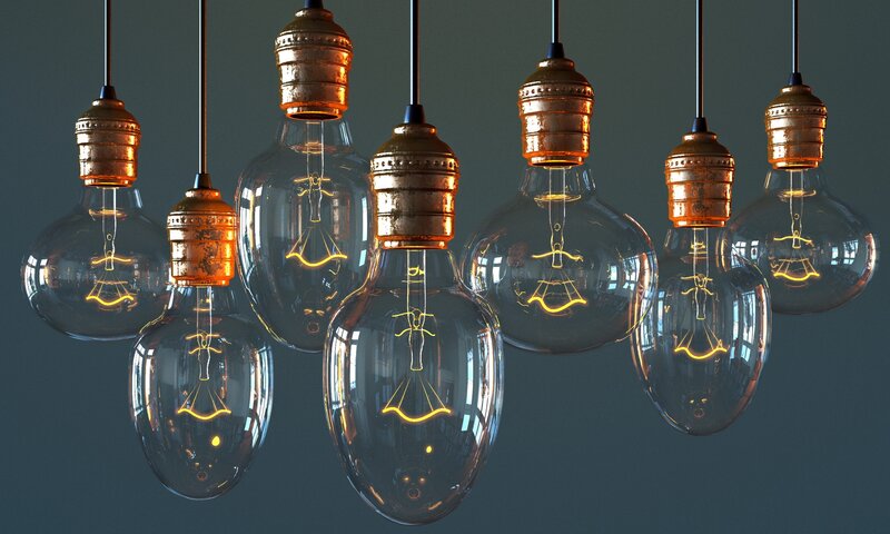Hanging Light Bulbs — Gray