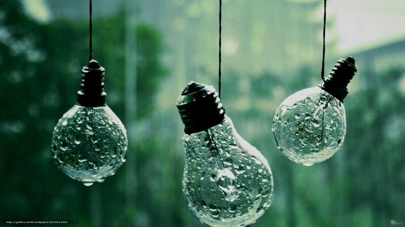 hanging light bulbs in rain