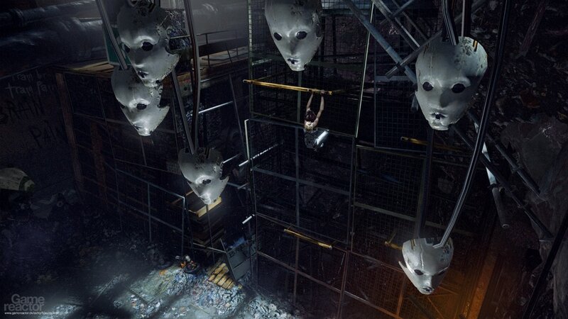 hanging masks in industrial room