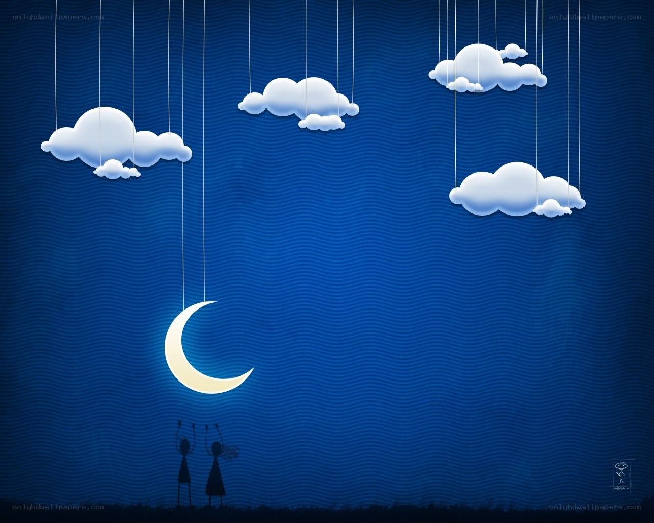 hanging moon and clouds