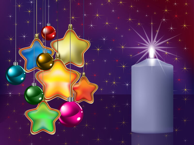Hanging Ornaments and Candle — Purple