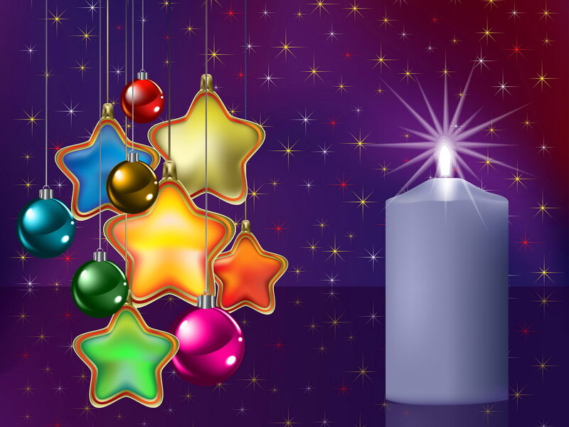 Hanging Ornaments and Candle