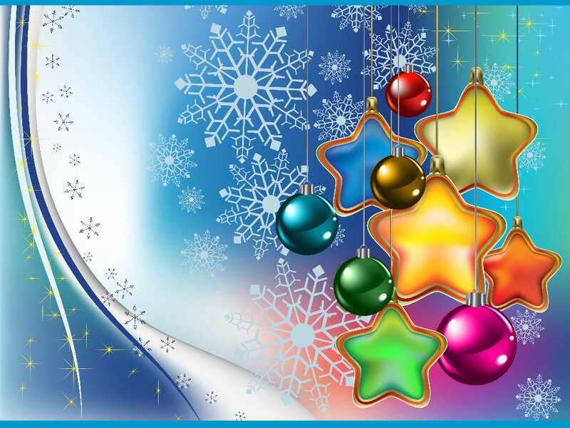 Hanging Ornaments and Snowflakes — Blue, Festive, Winter