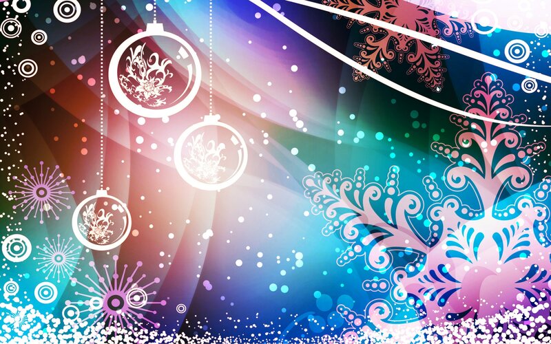 Hanging Ornaments and Snowflakes — Blue
