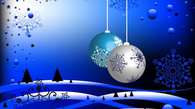 Hanging Ornaments on Blue — Festive, Night