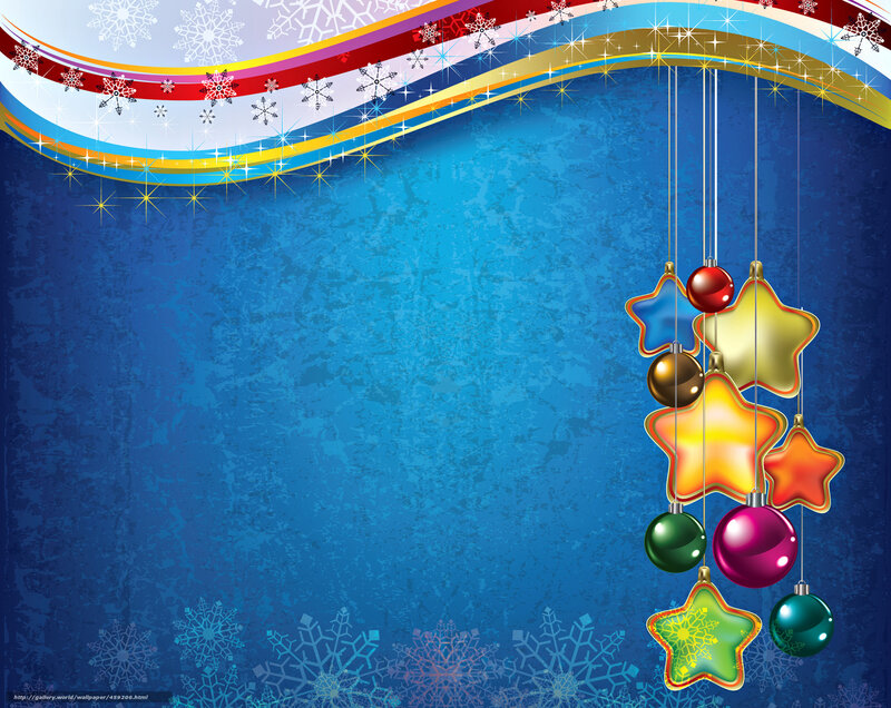 Hanging Ornaments on Blue — Festive, Winter, Vector Art