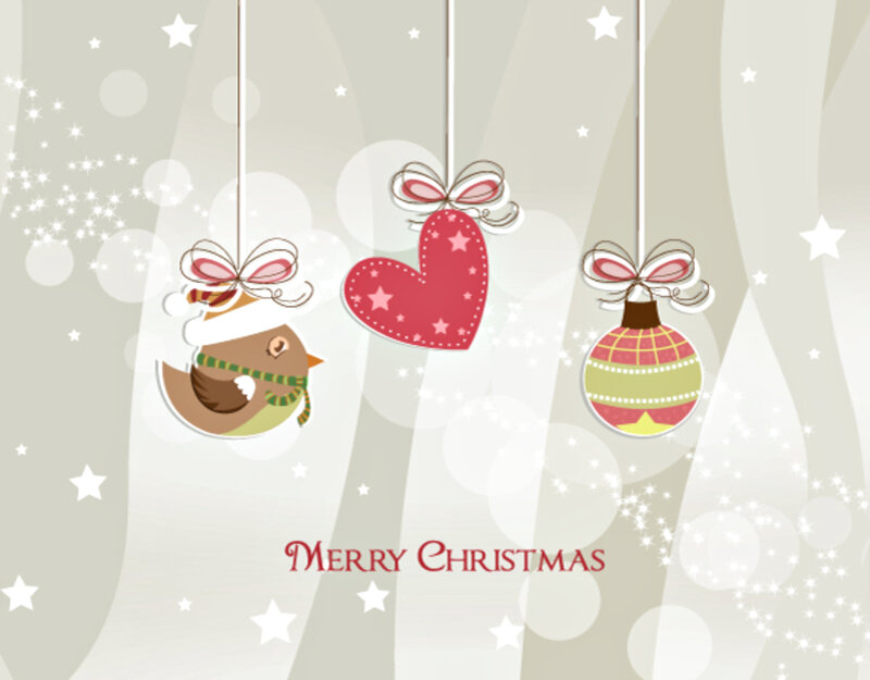 Hanging Ornaments — Red, Festive, Winter, Illustration