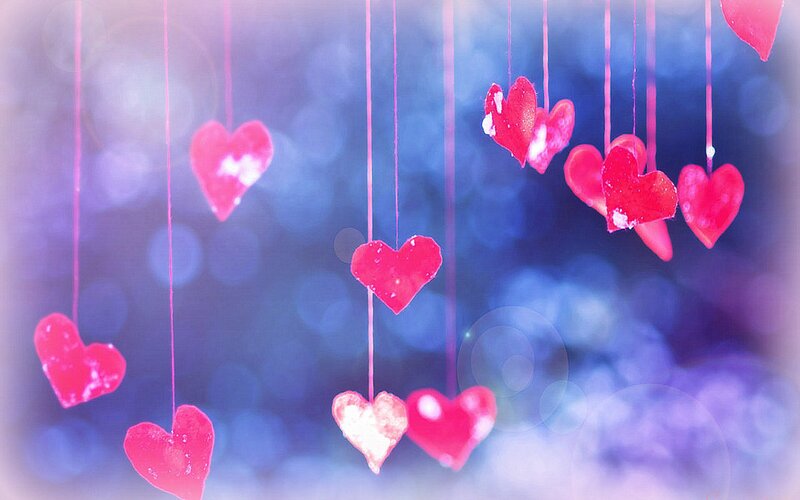 Hanging Red Hearts — Romantic, Photograph