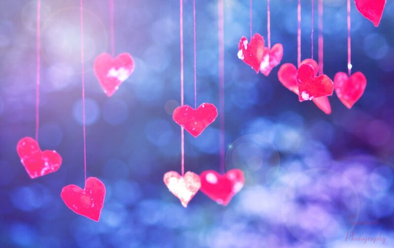 Hanging Red Hearts
