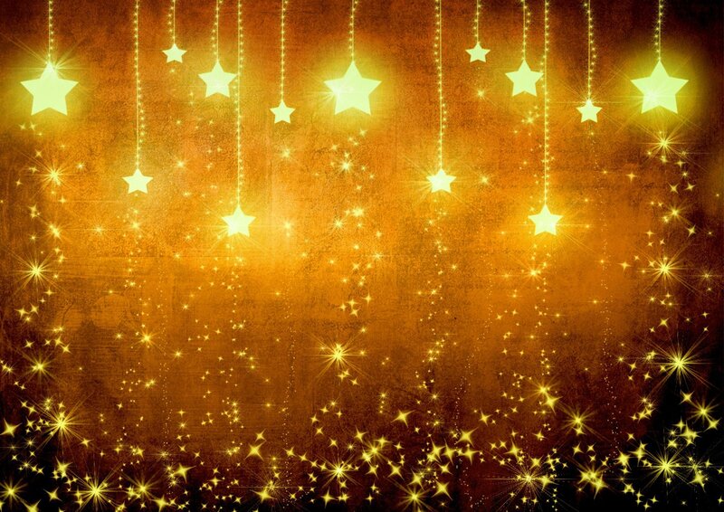 Hanging Star Decorations — Gold, Festive, Digital Art