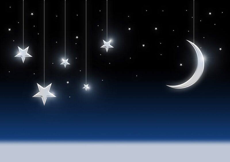 hanging stars and moon