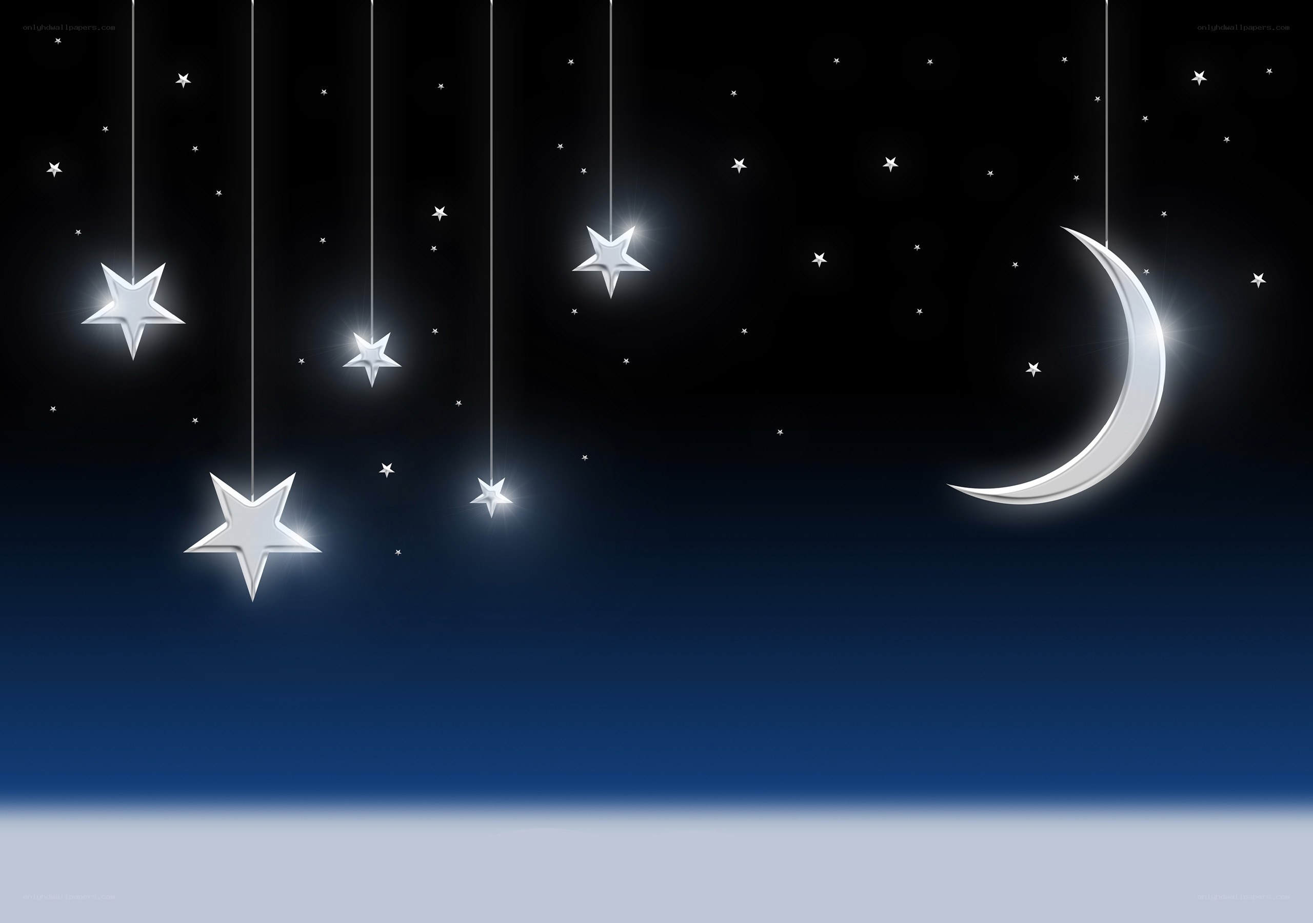 hanging stars and moon
