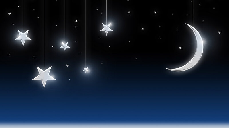 Hanging Stars and Moon — Black