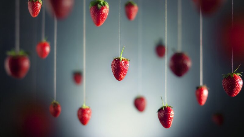 hanging strawberries