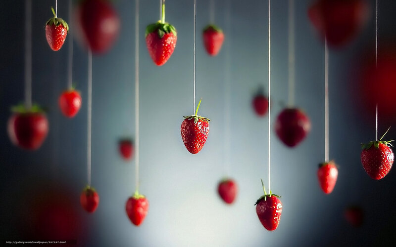 hanging strawberries art