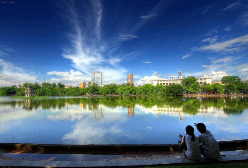 Hanoi lake with city view
