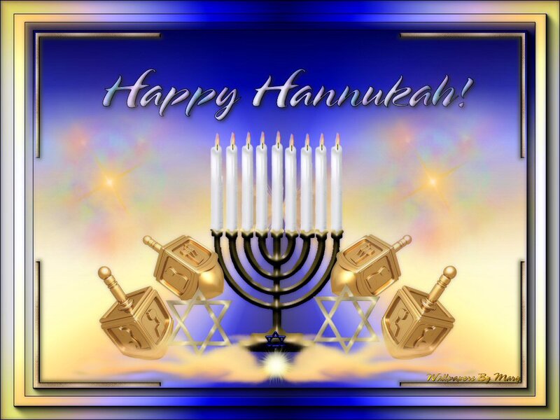 Hanukkah Menorah and Dreidels