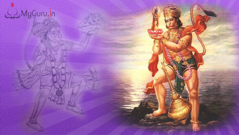 Hanuman on a Rock — Purple