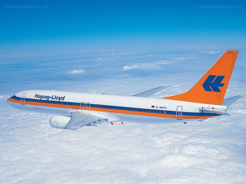 Hapag-Lloyd airplane in flight