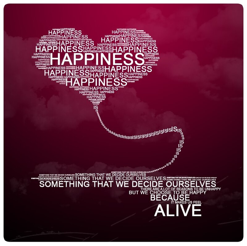happiness heart word art
