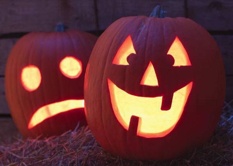 Happy and sad jack-o'-lanterns