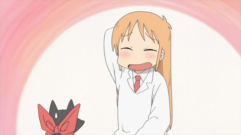 happy anime girl with cat