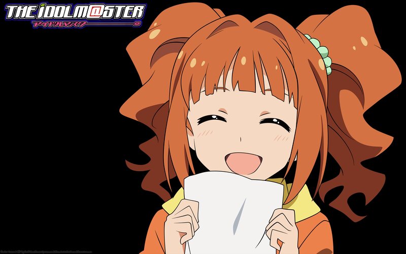Happy anime girl with paper