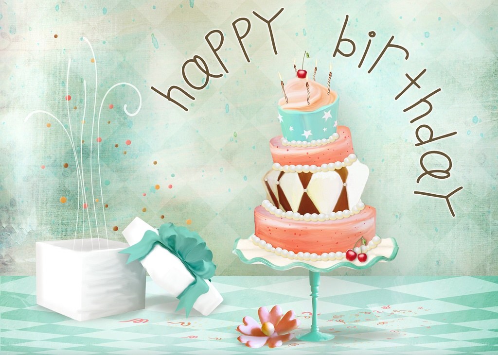 Happy birthday cake illustration