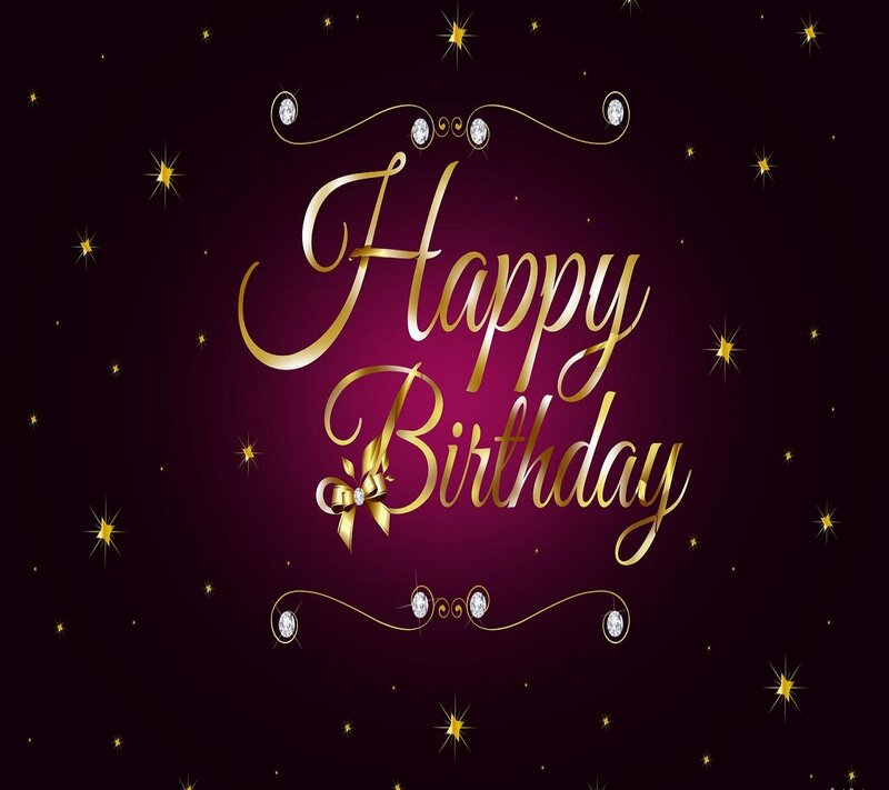 Happy Birthday Text — Purple, Celebratory
