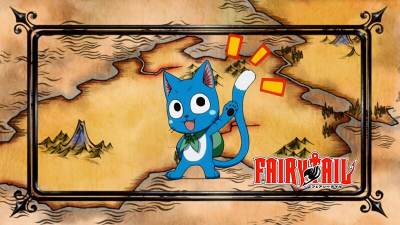 Happy blue cat on map