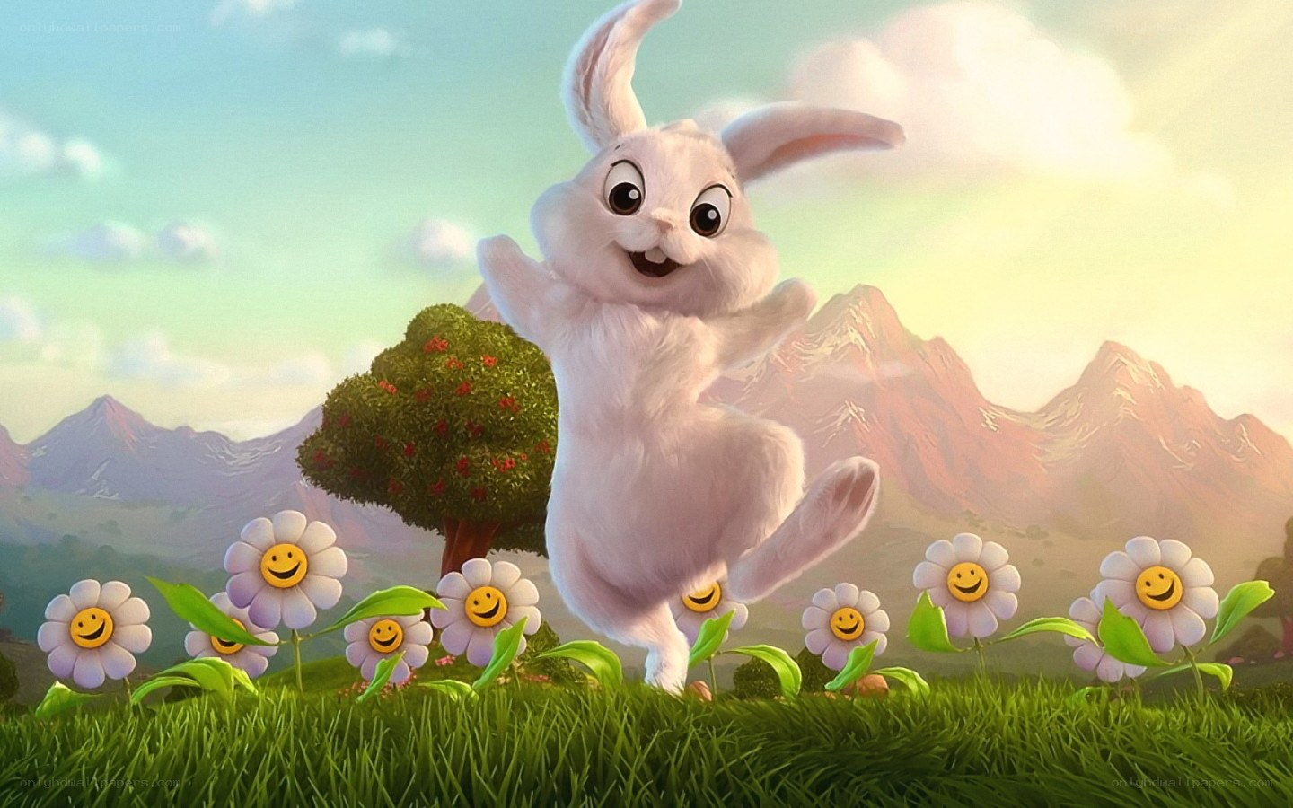 happy bunny in a field