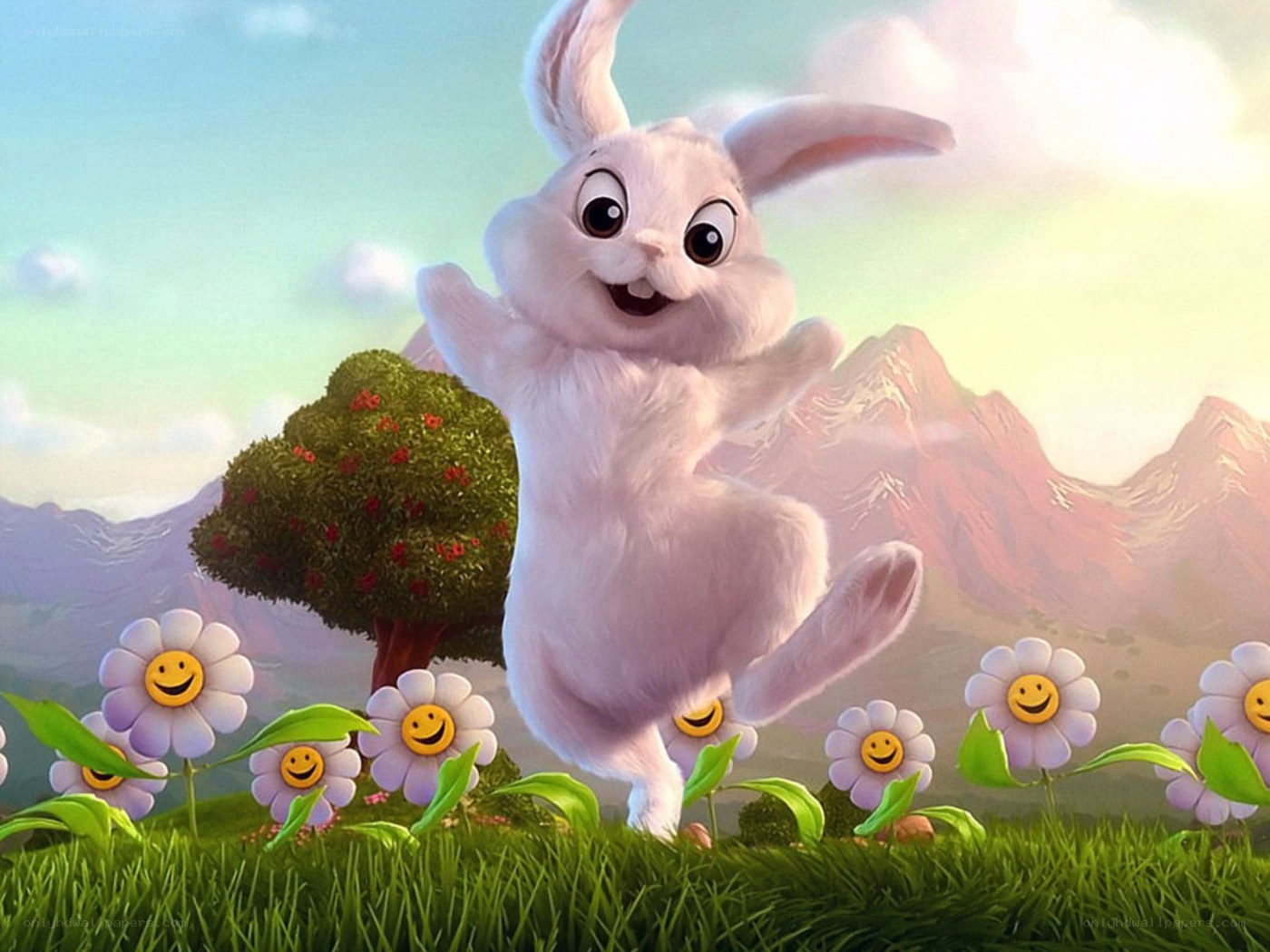 happy bunny in a field