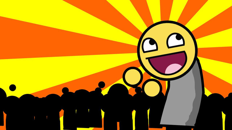 happy character with crowd