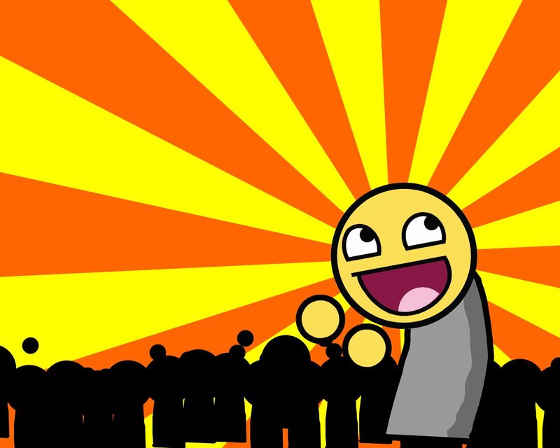 happy character with crowd