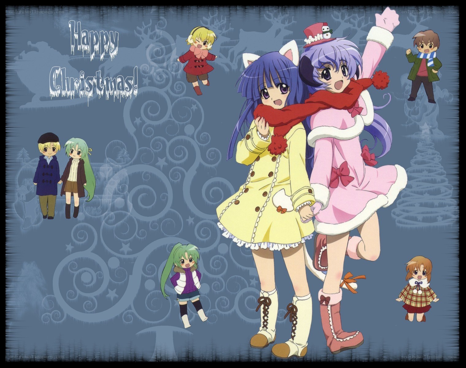 Happy Christmas anime characters