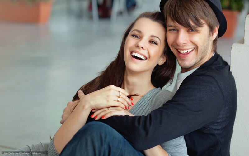 happy couple embracing
