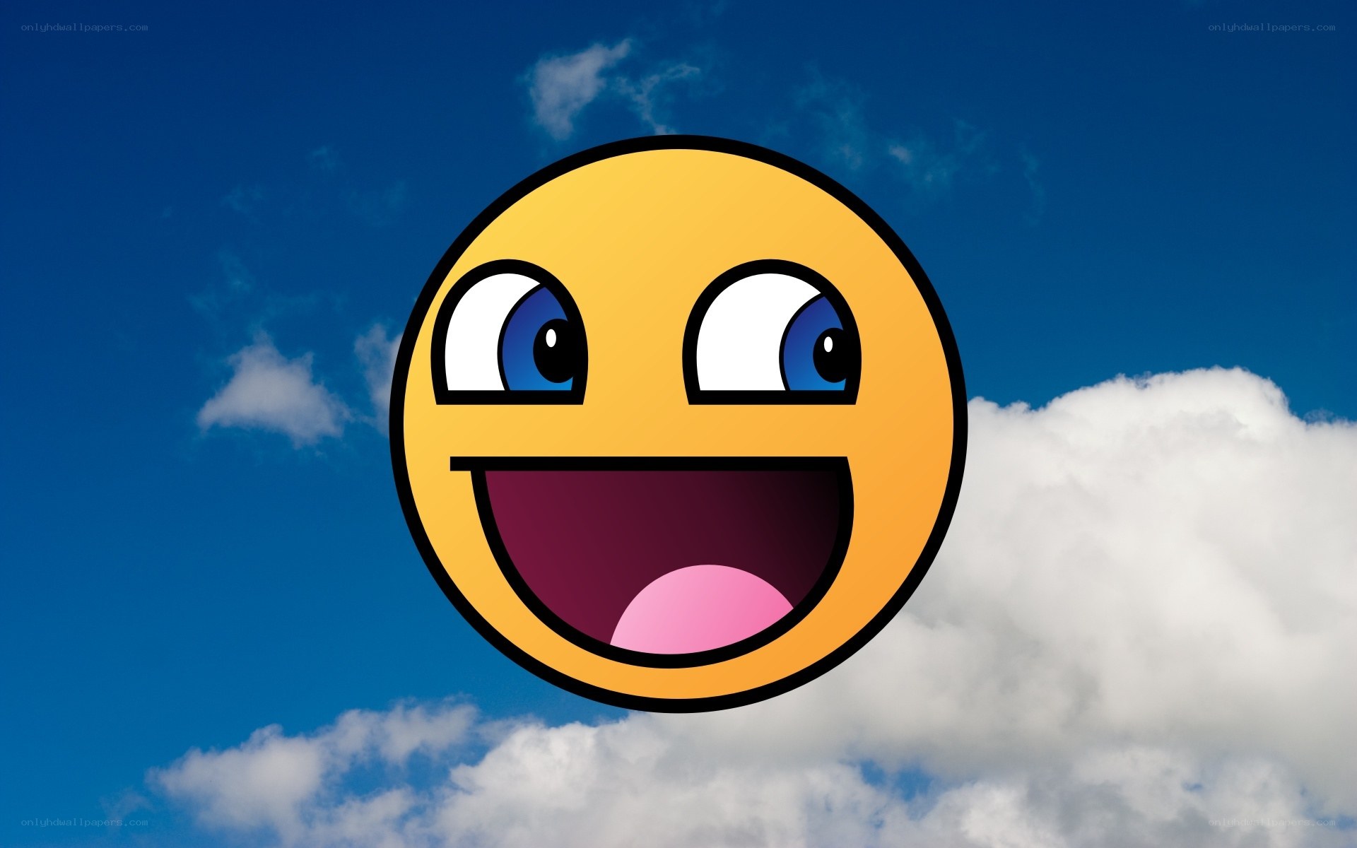 happy face emoji in sky