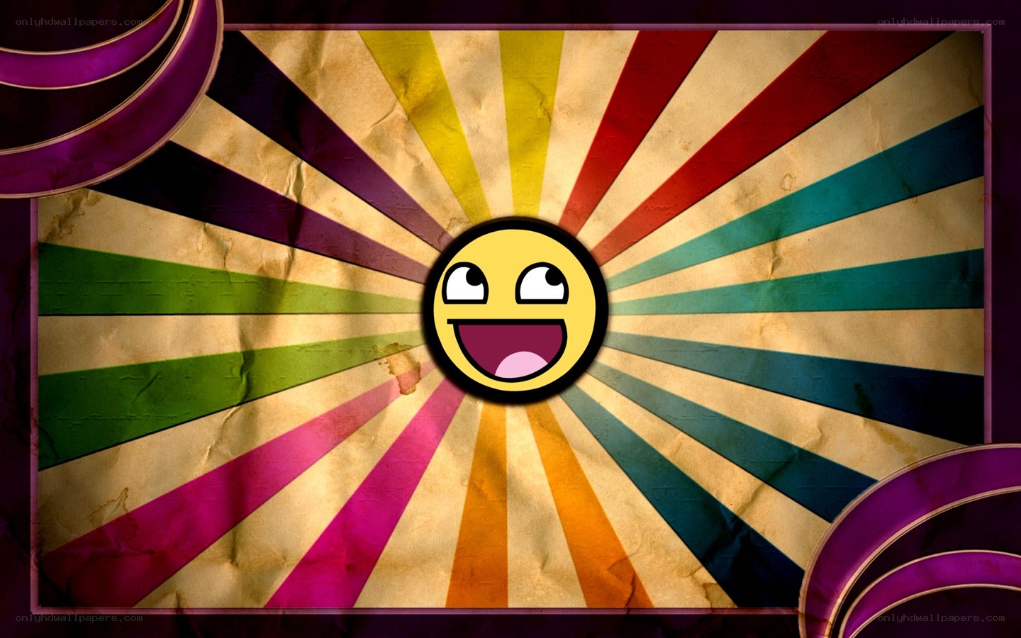 Happy face on colorful background