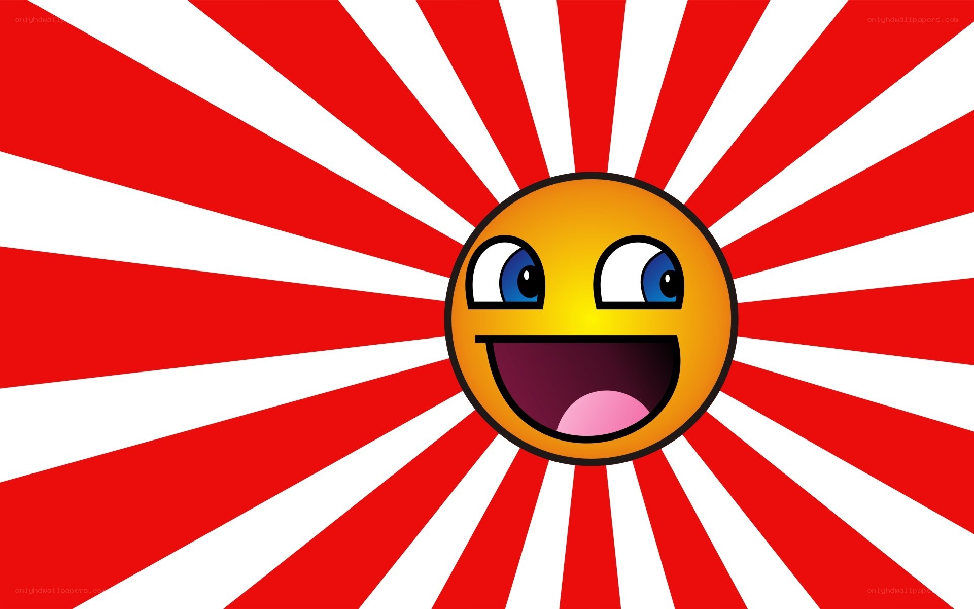 happy face on red and white background