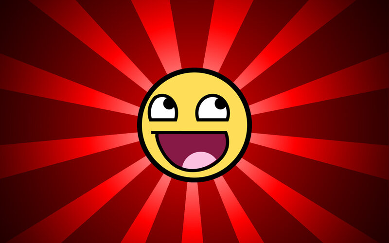 happy face on red background