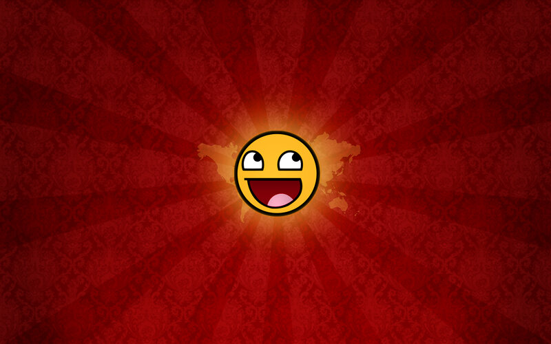 happy face on red background