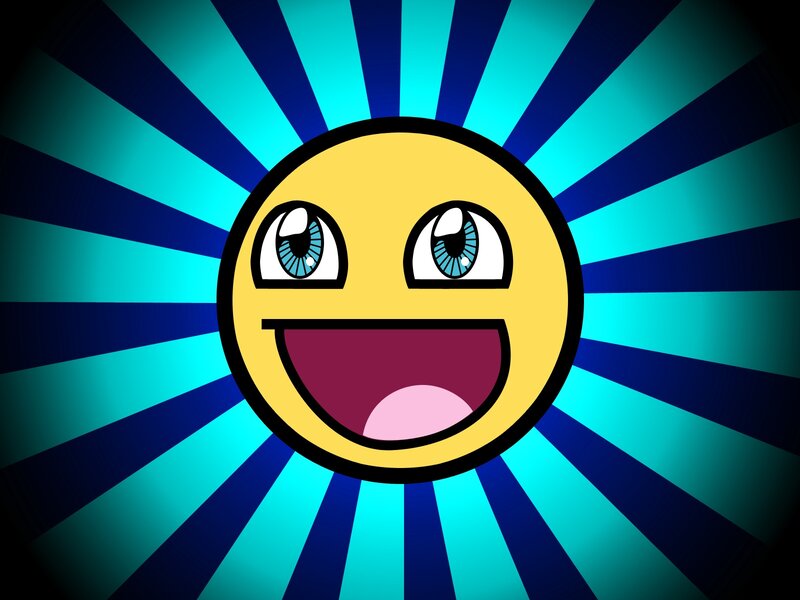 happy face with blue rays